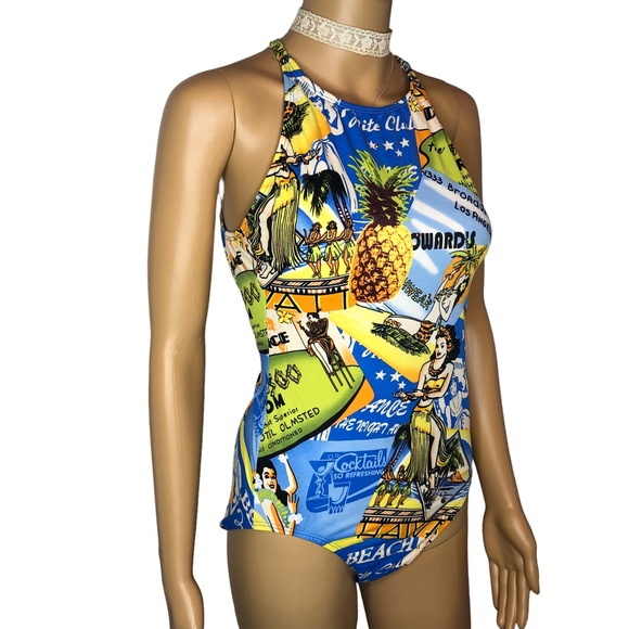 Kathy Ireland Vintage Hawaiian Tropical Swimsuit - Picture 3 of 13